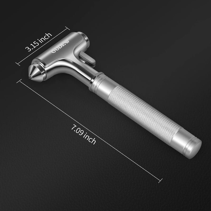 OUDEW Car Safety Hammer, Car Glass Breaker with Seat Belt Cutter, Automotive Escape Tool, Metal Window Breaker, Emergecy Safety Hammer for Auto Accidents (Silver) - Image 3